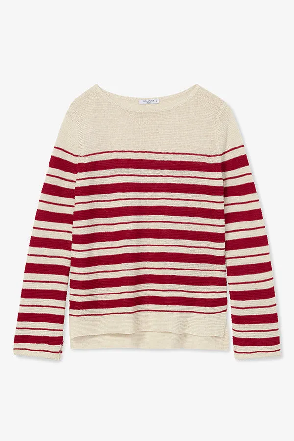 Samara Sweater - Knit Linen :: Crimson / Ivory