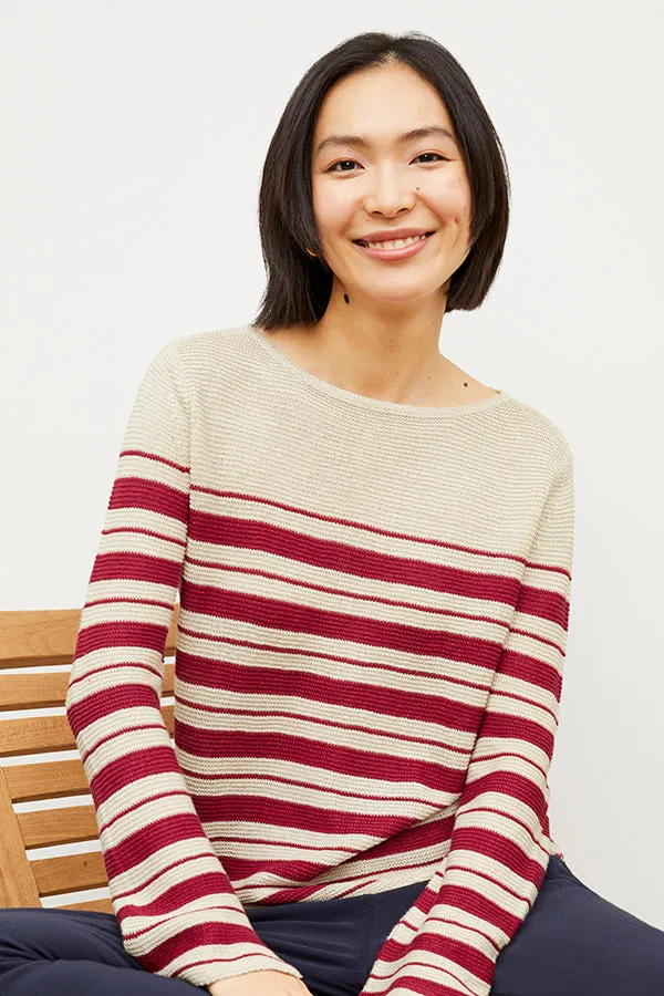 Samara Sweater - Knit Linen :: Crimson / Ivory