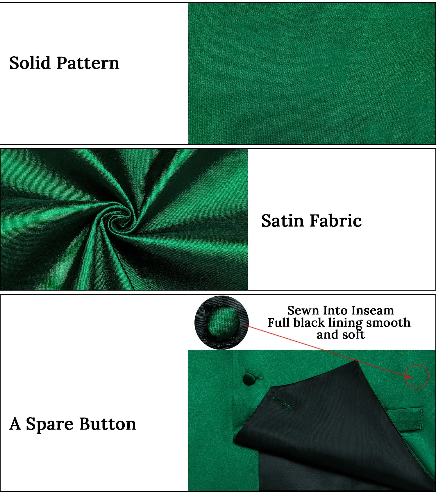 Satin Green Solid Men's Vest Tie Set