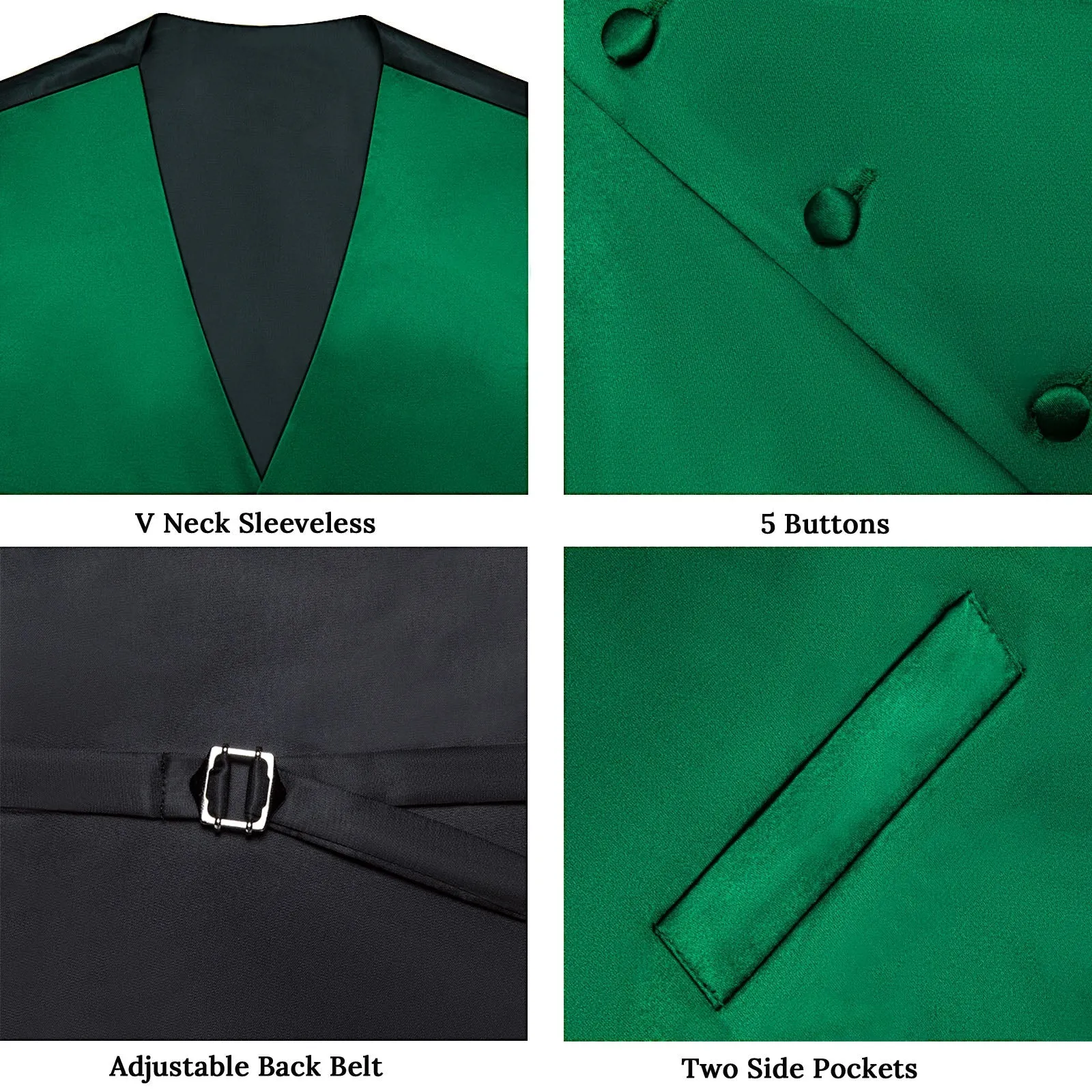 Satin Green Solid Men's Vest Tie Set