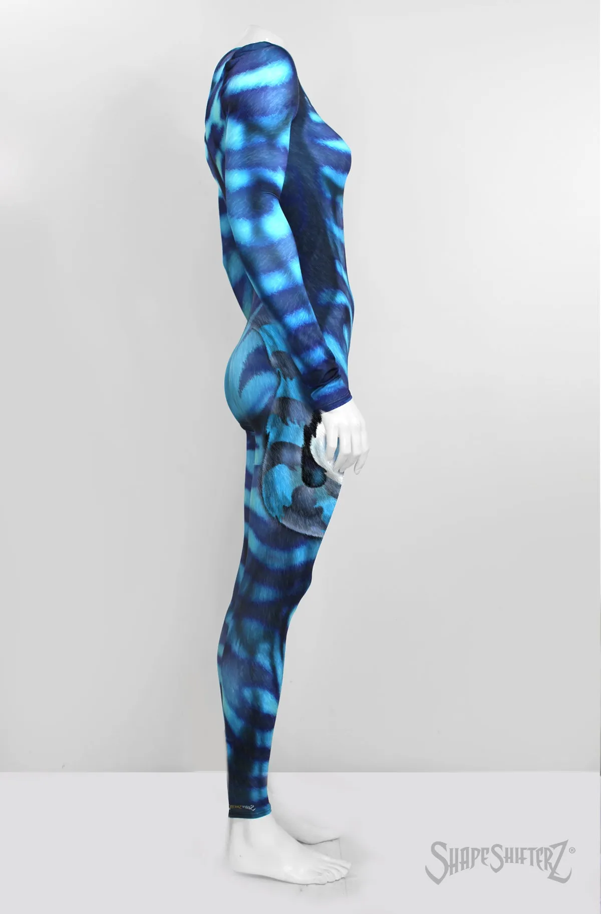 ScoopNeck, PullUp, Blue/Teal Cheshire Catsuit/Bodysuit - Cosplay | Athletics | Performance