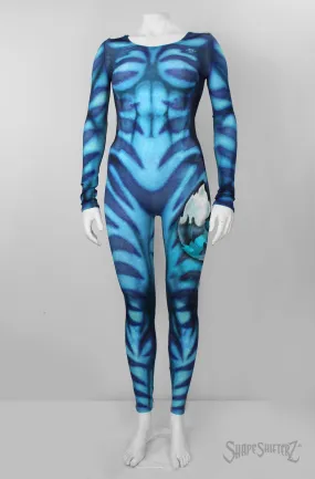 ScoopNeck, PullUp, Blue/Teal Cheshire Catsuit/Bodysuit - Cosplay | Athletics | Performance