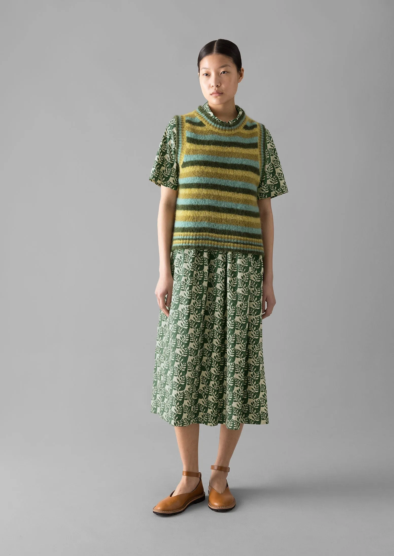 Selma Cotton Shirt Dress | Ecru/Serpentine Green