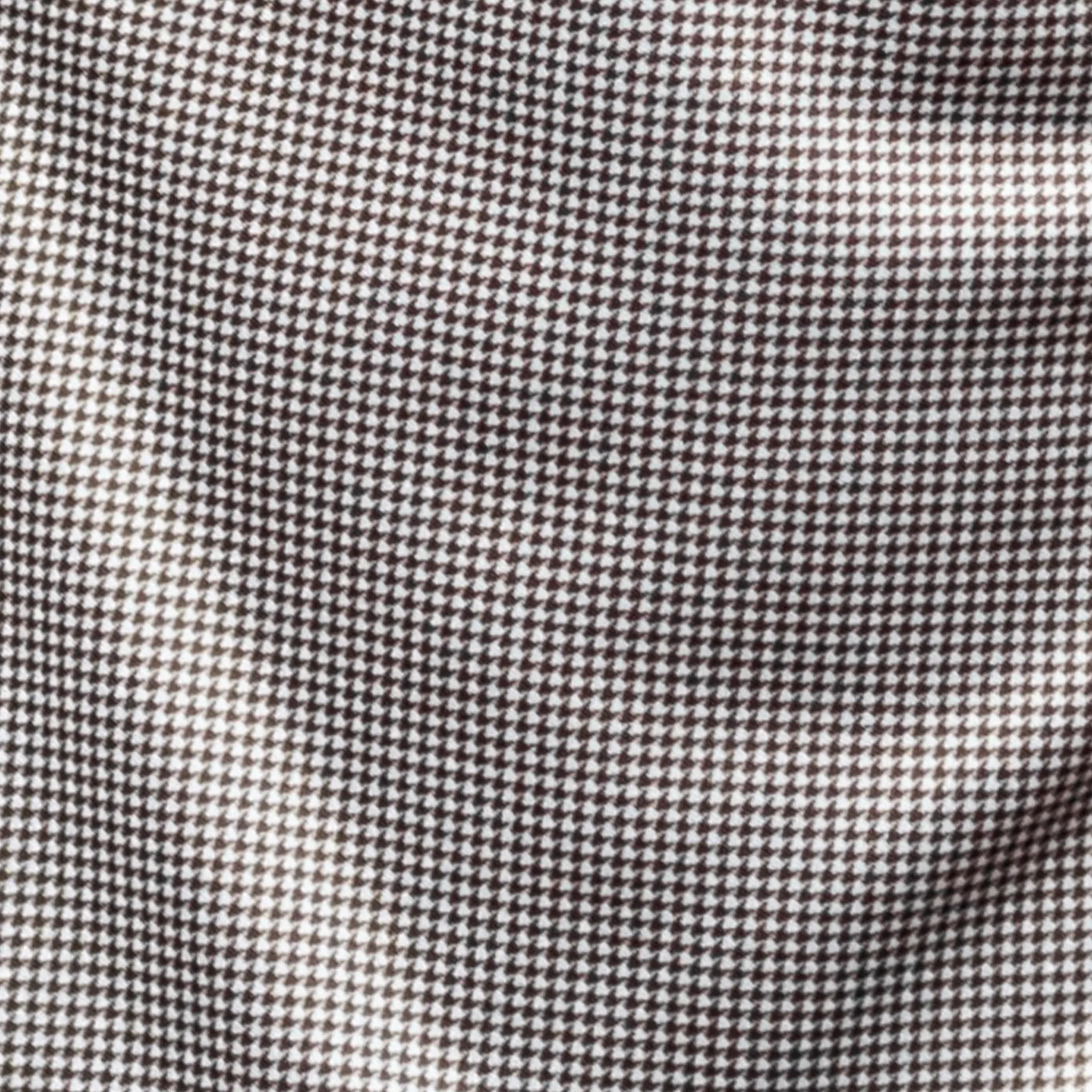 Semi-Spread Collar Polo Brown Houndstooth