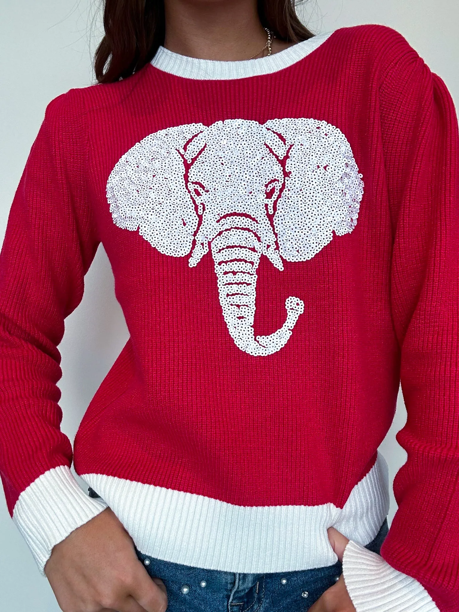 Sequin Elephant Retro Sweater