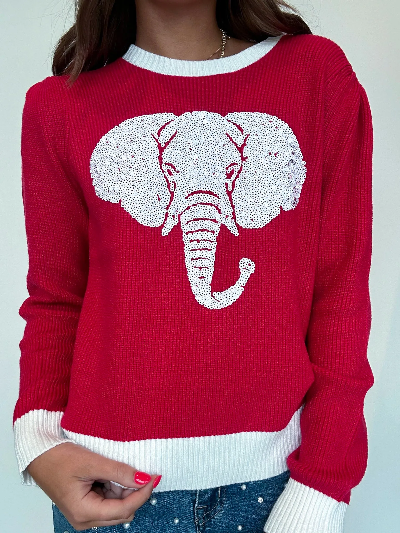 Sequin Elephant Retro Sweater