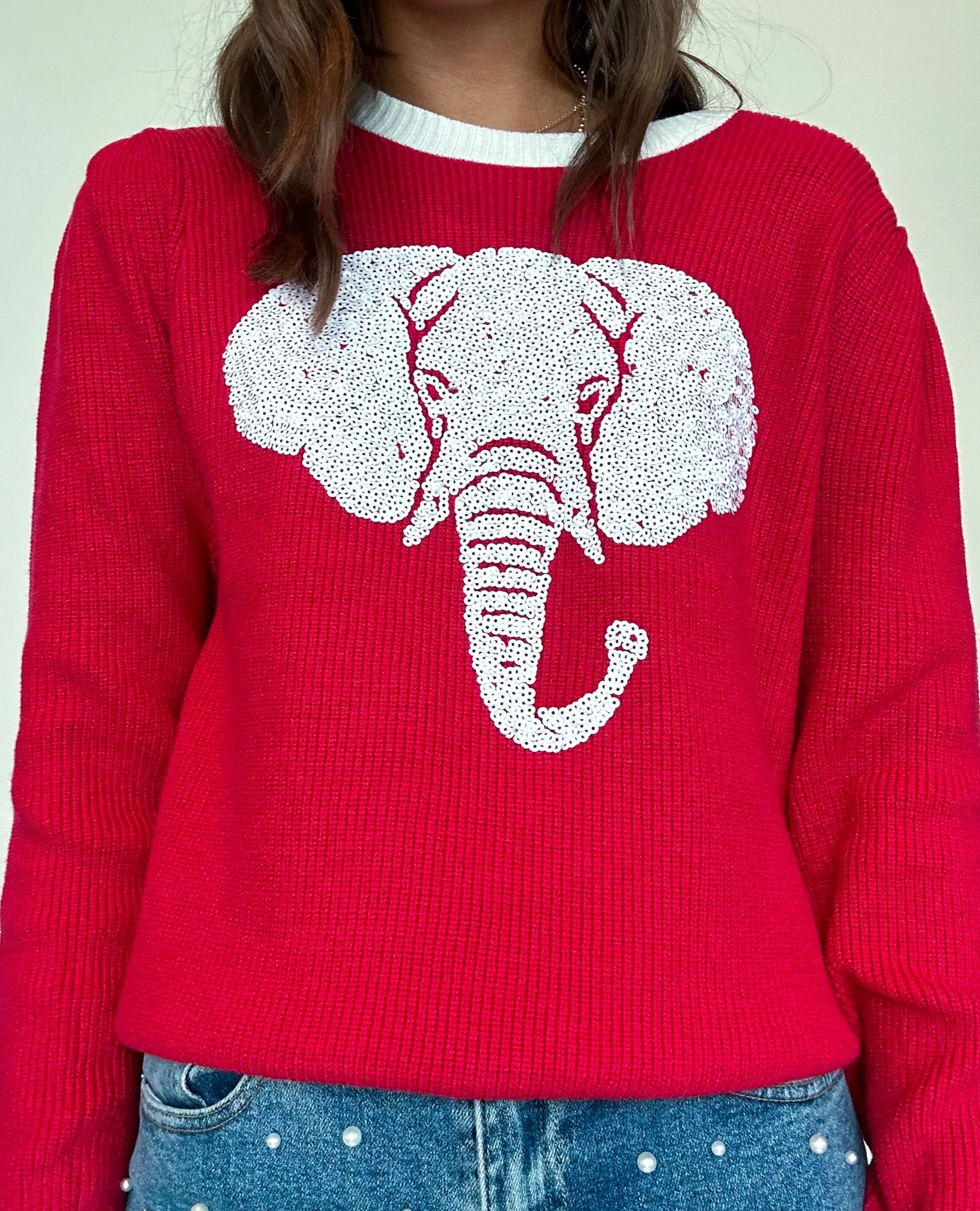 Sequin Elephant Retro Sweater