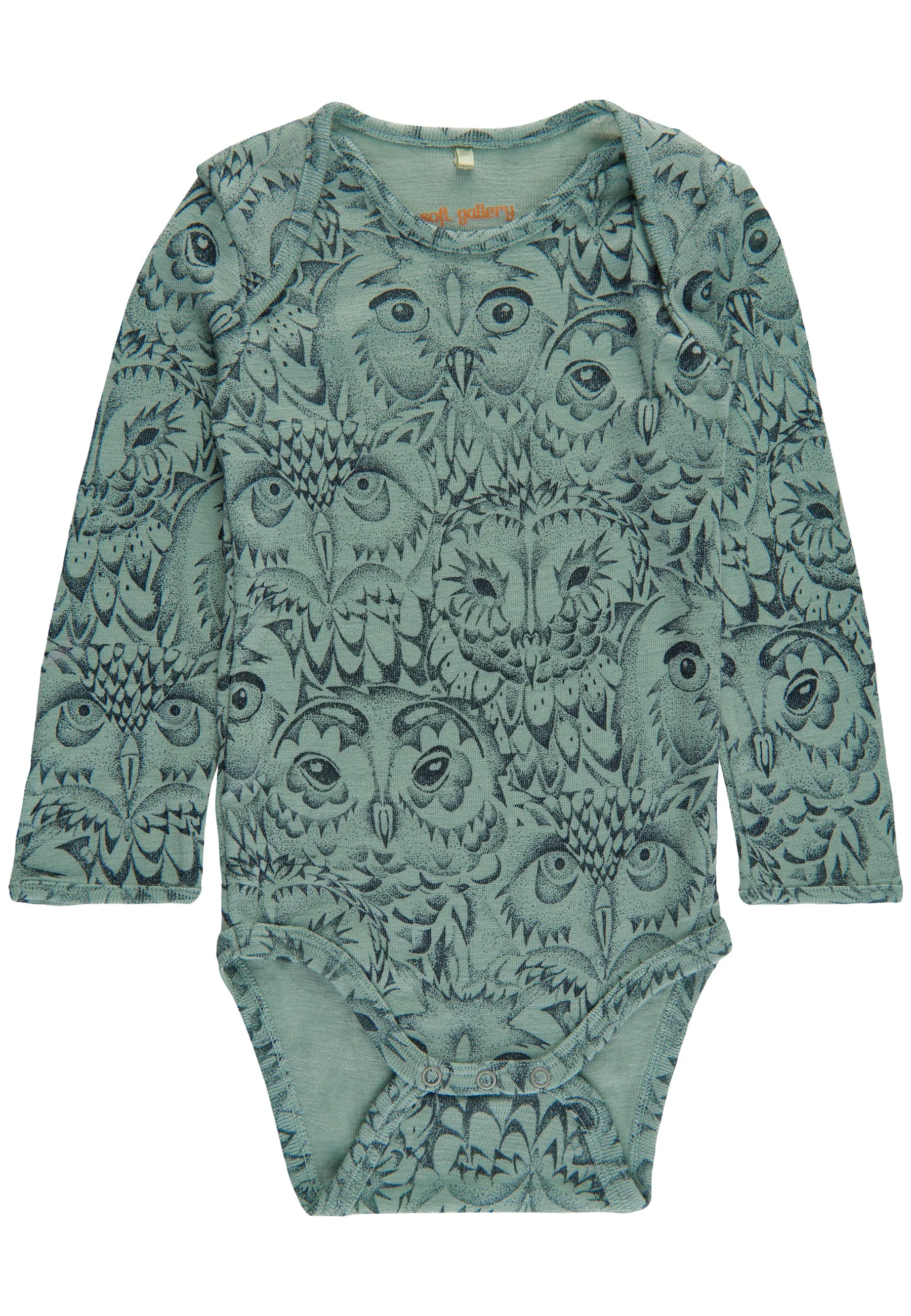 SGBBob Baby Owl Wool Bodysuit - Iceberg Green