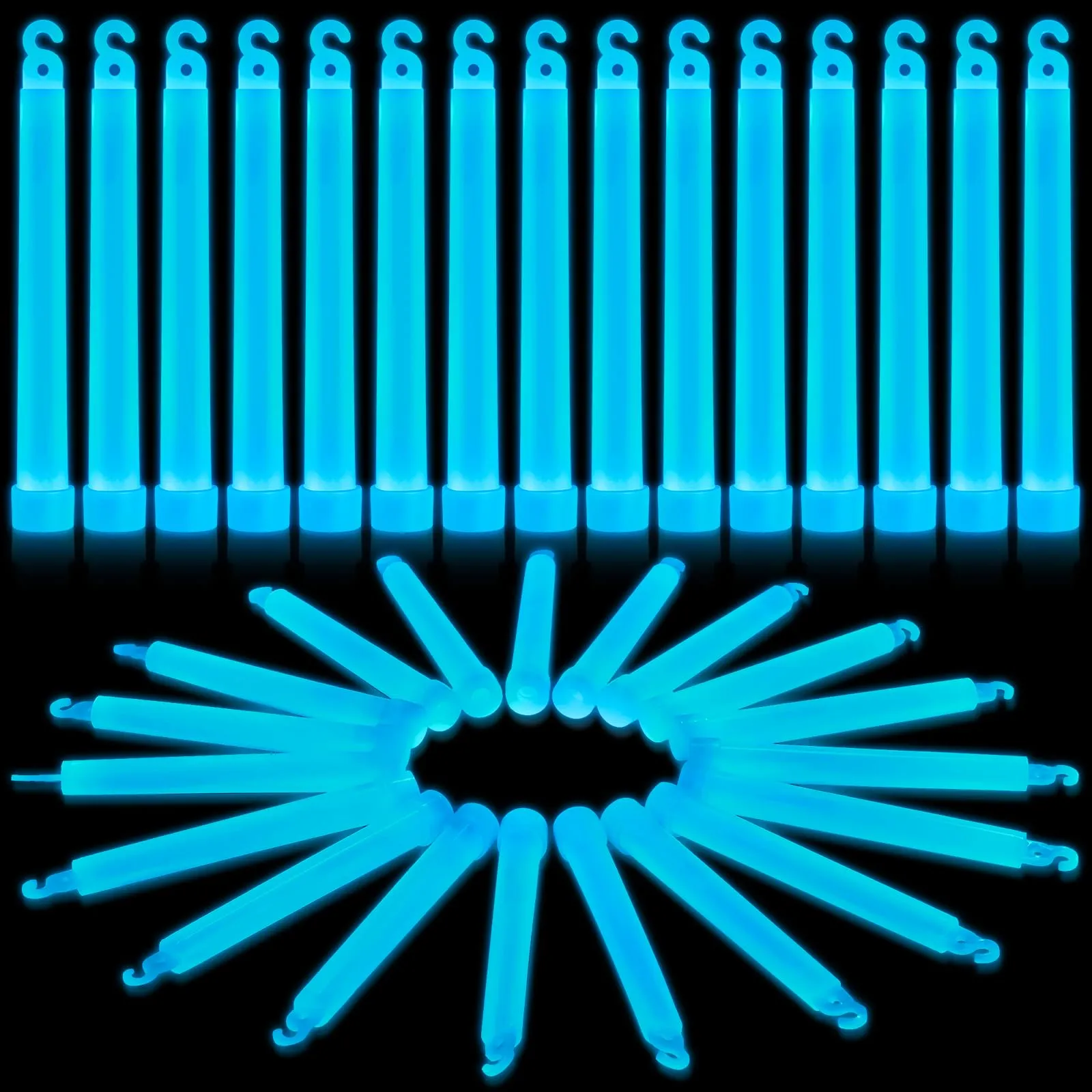 Shappy 30 Pcs 6 Inch Glow Sticks with 12 Hour Duration Bright Emergency Light Sticks for Camping Hiking Activities Glowsticks for Party Bulk Accessories (Blue)