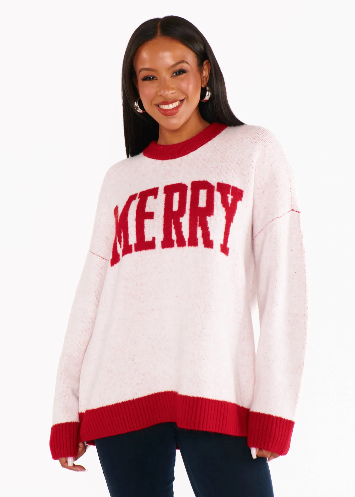 Show Me Your Mumu Classic Crewneck Sweater - Merry Graphic Knit