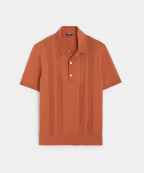 Silk Cotton Ribbed Polo in Copper Clay