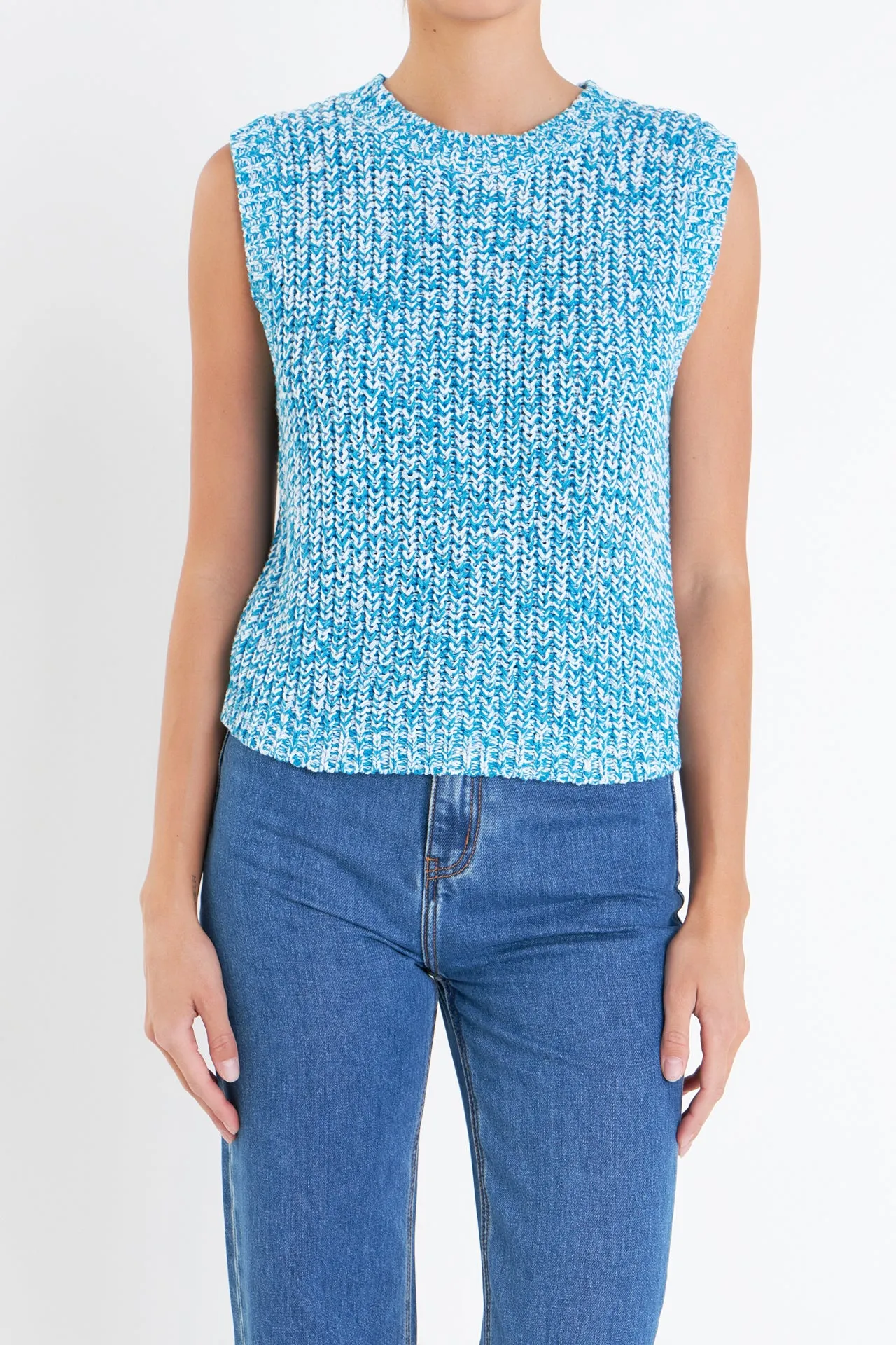 Sleeveless Ribbed Knit Sweater