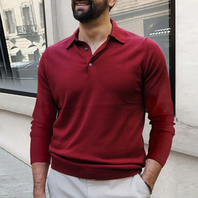 Solid Color Lapel Polo Shirt