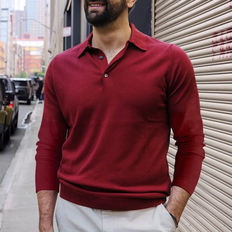 Solid Color Lapel Polo Shirt