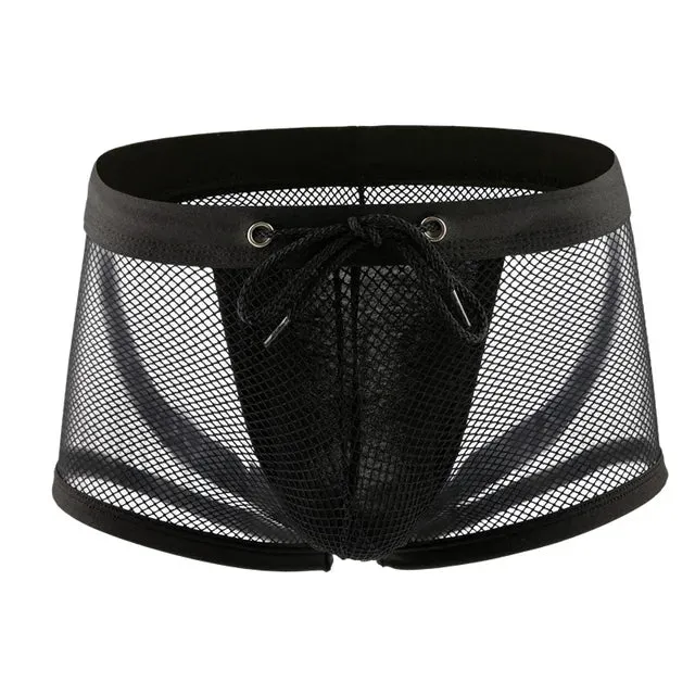 Solid Mesh See-Through Polyester Boxer