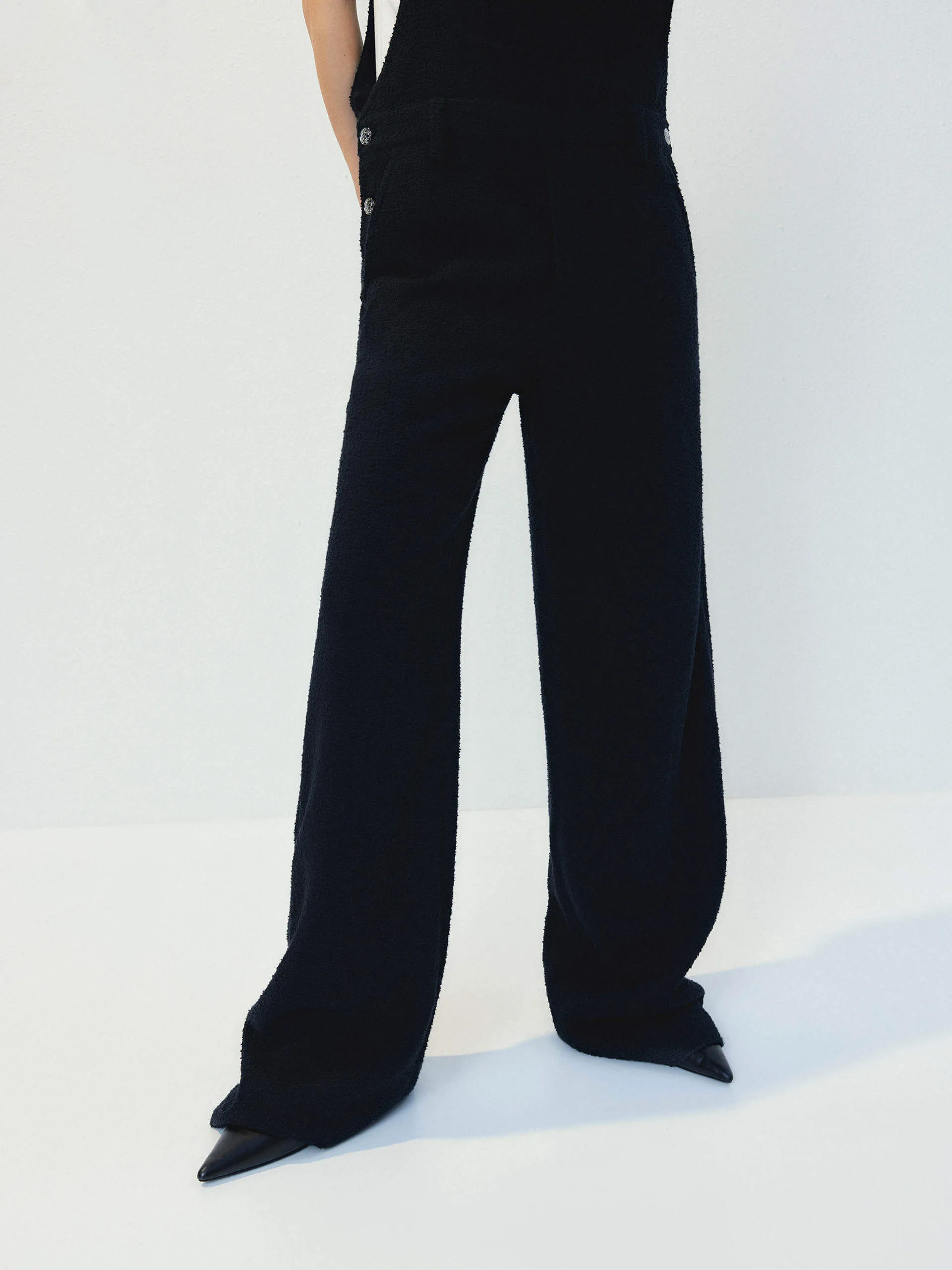 Straight Leg Textured Jumpsuit