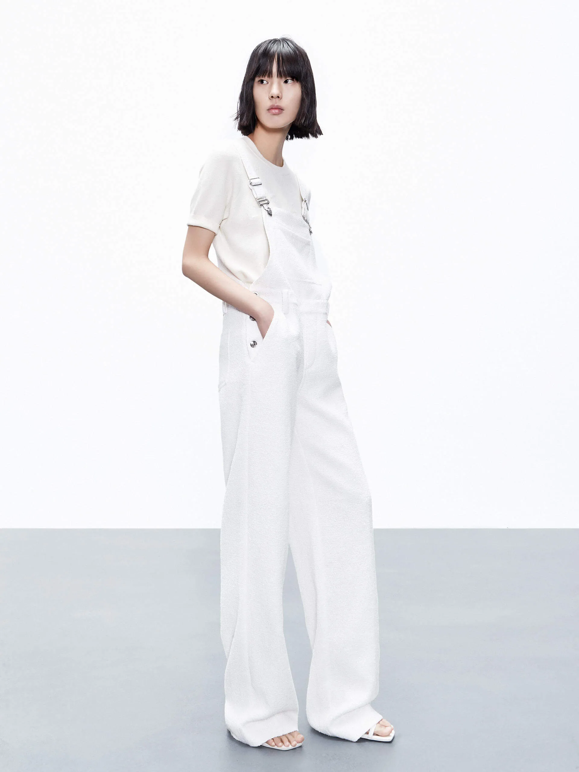 Straight Leg Textured Jumpsuit