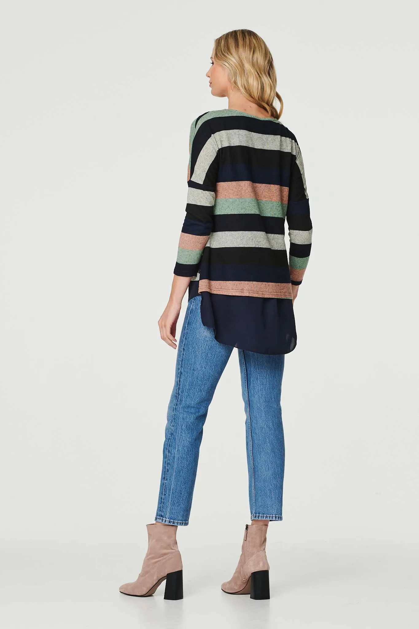 Striped Layered Hem Jumper