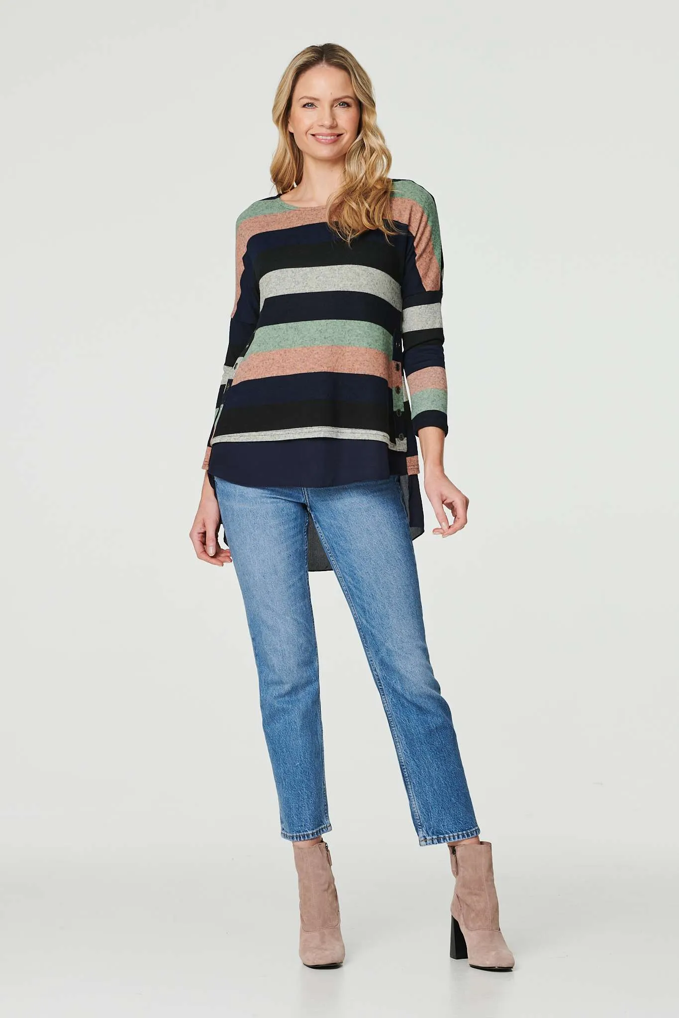 Striped Layered Hem Jumper