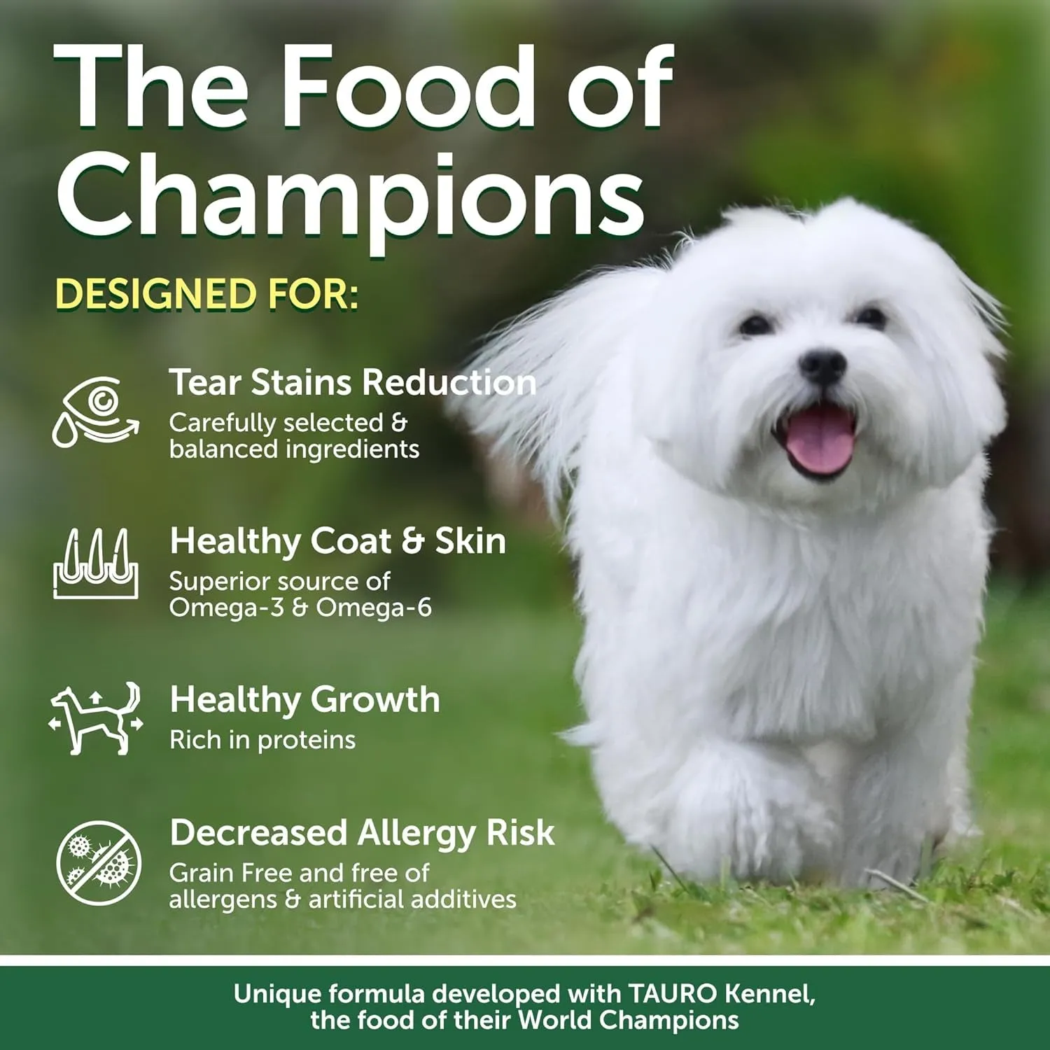 Superior Care Grain-Free Adult Dry Dog Food with Salmon for White Dogs, High-Protein, Hypoallergenic Kibble for Sensitive Stomach, Reduces Brown Tear Stains, 1.5kg. Small Breeds.