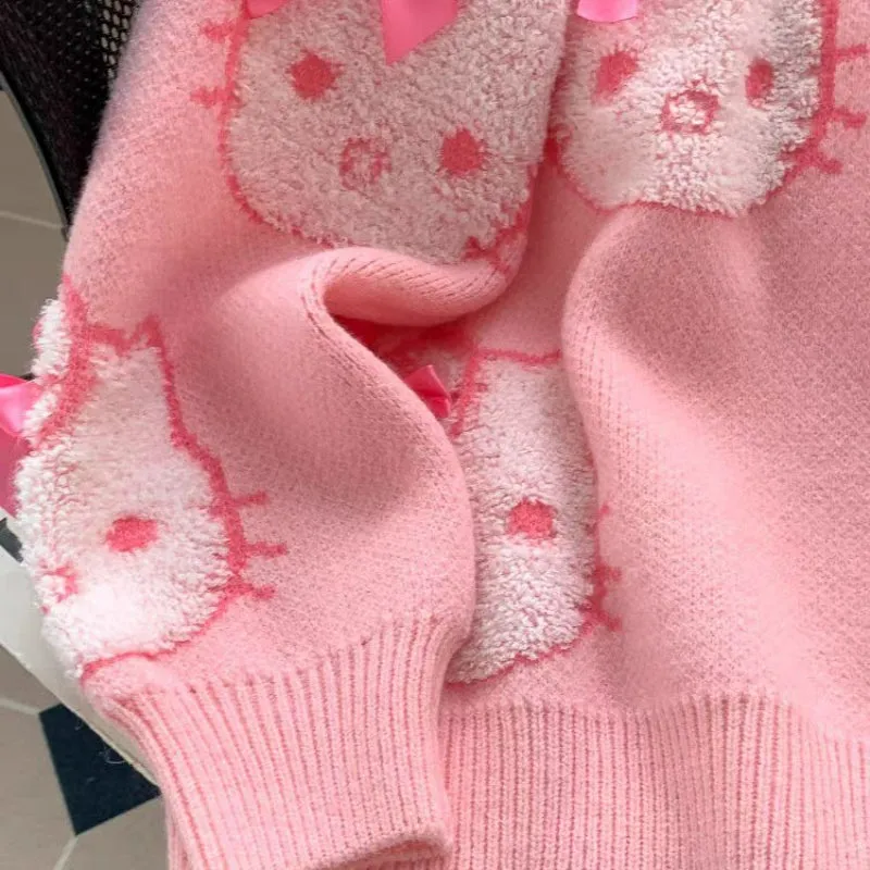 Sweet Pink Kitty Bow Cardigan Sweater KI612