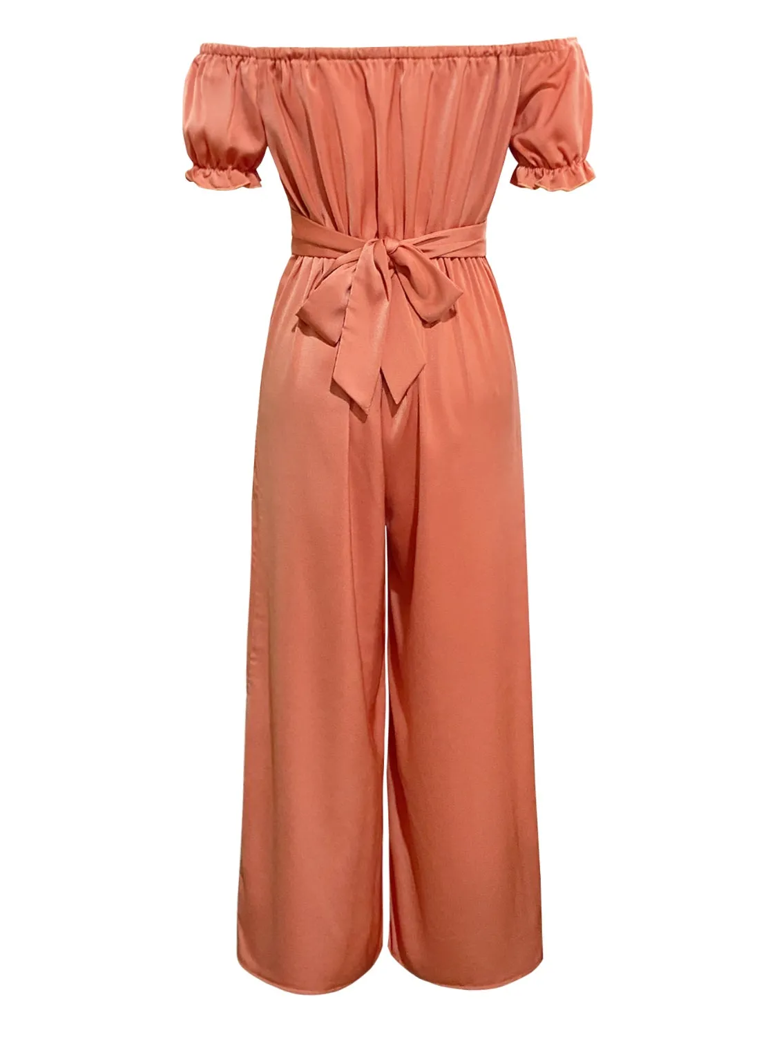 TEEK - Coral Off-Shoulder Short Sleeve Wide Leg Jumpsuit