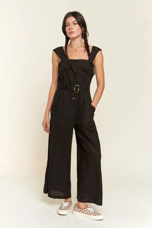 TEEK - SLEEVELESS SQUARE NECK ANKLE JUMPSUIT