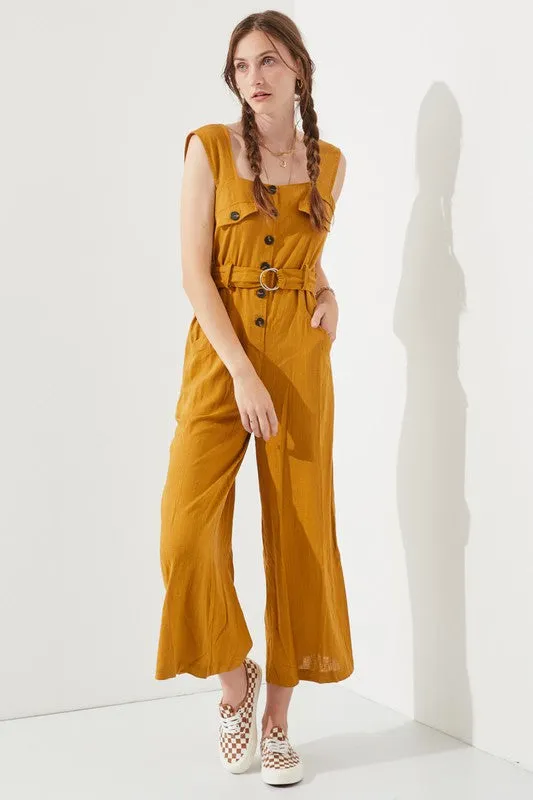 TEEK - SLEEVELESS SQUARE NECK ANKLE JUMPSUIT