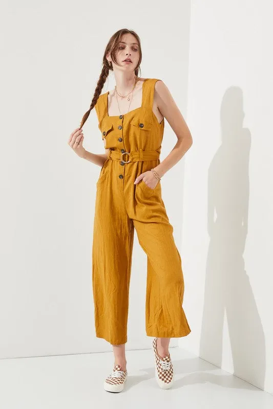 TEEK - SLEEVELESS SQUARE NECK ANKLE JUMPSUIT