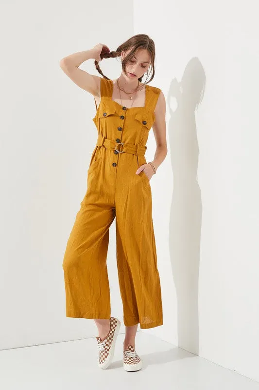 TEEK - SLEEVELESS SQUARE NECK ANKLE JUMPSUIT