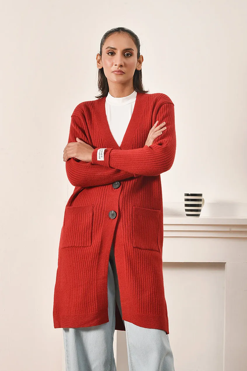 The Crimson Classic Button Cardigan