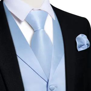 Ties2you Dress Vest Baby Blue Solid Notched Collar Silk Tuxedo Vest for Men