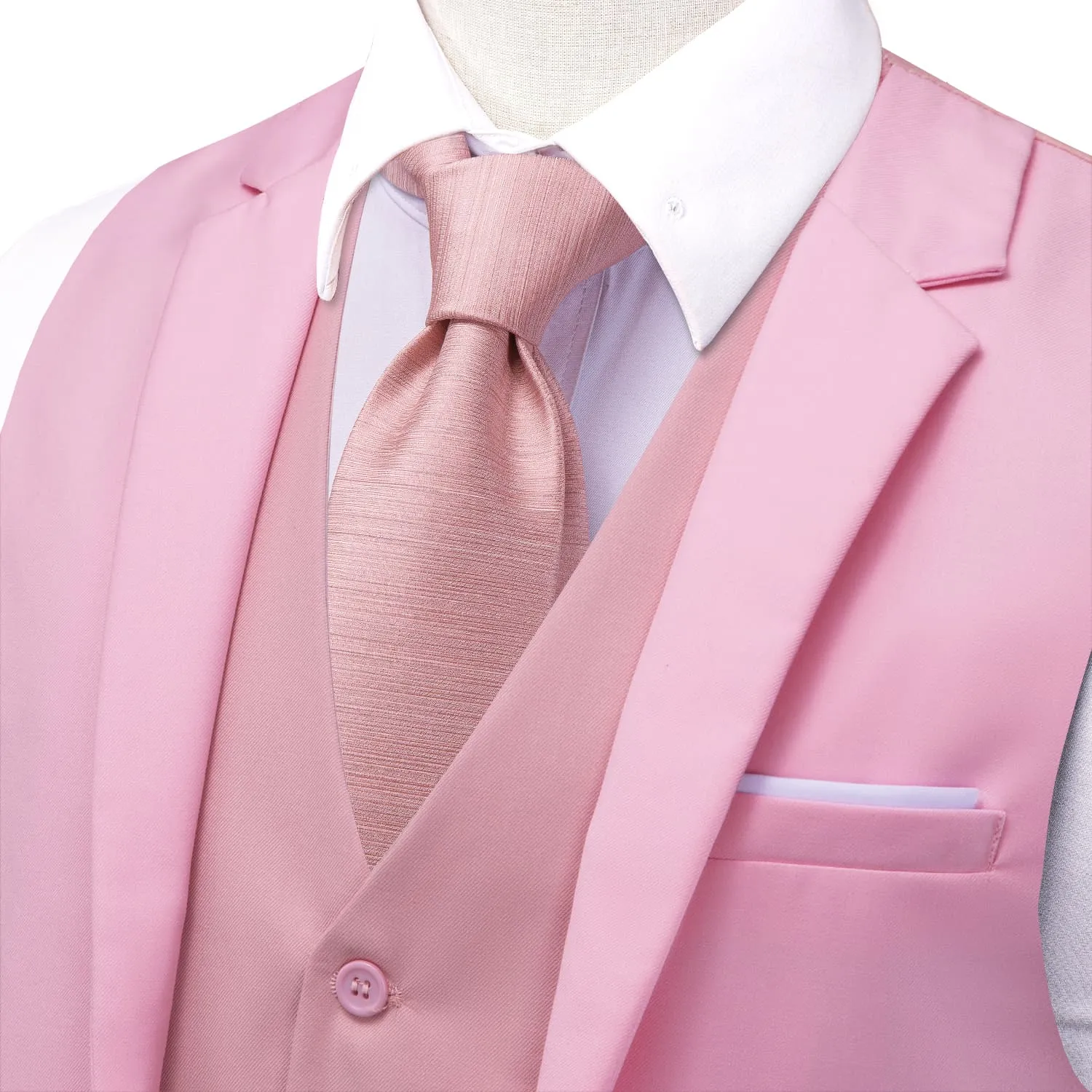 Ties2you Layered Waistcoat Splicing Grey Light Pink Collar Vest for Men Formal