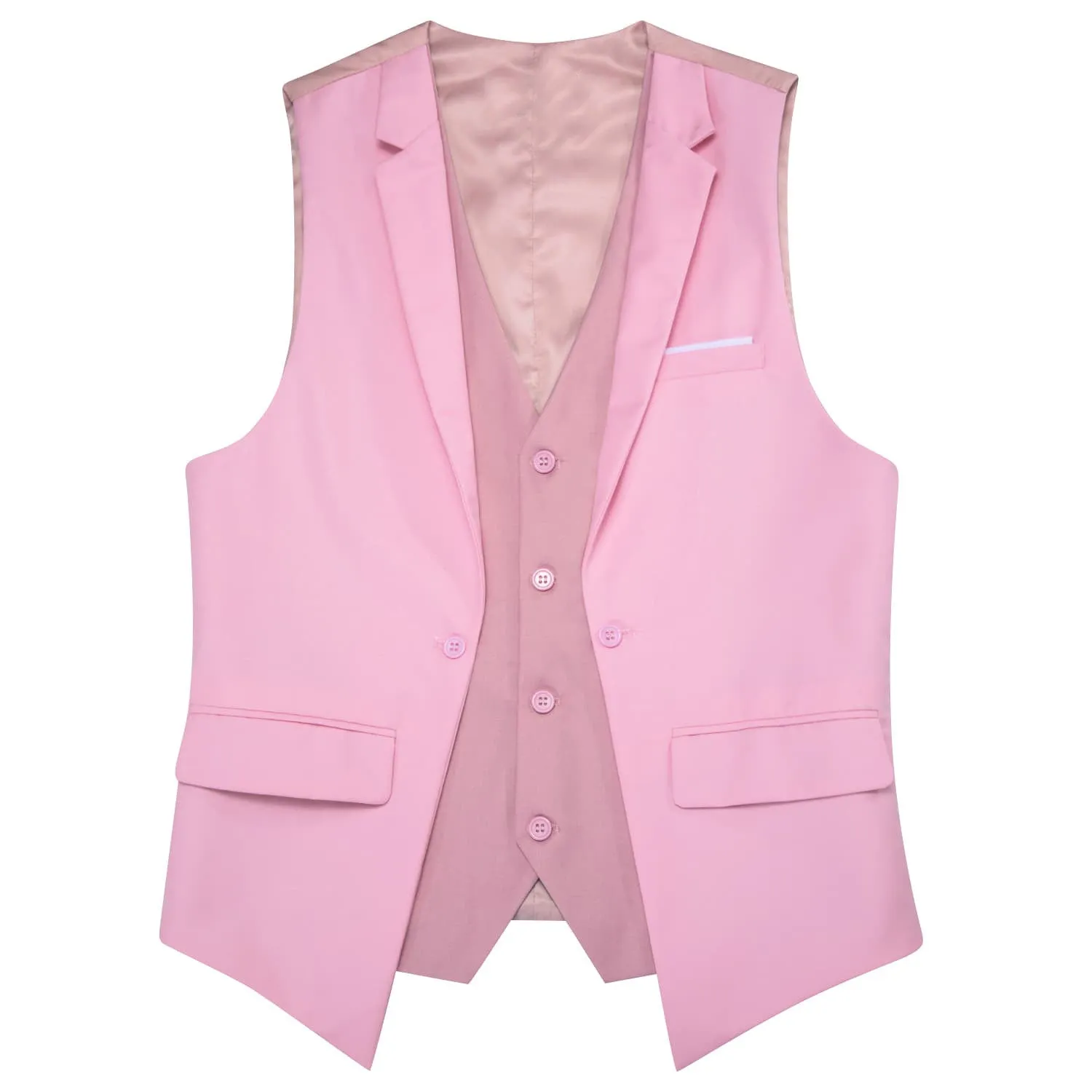 Ties2you Layered Waistcoat Splicing Grey Light Pink Collar Vest for Men Formal