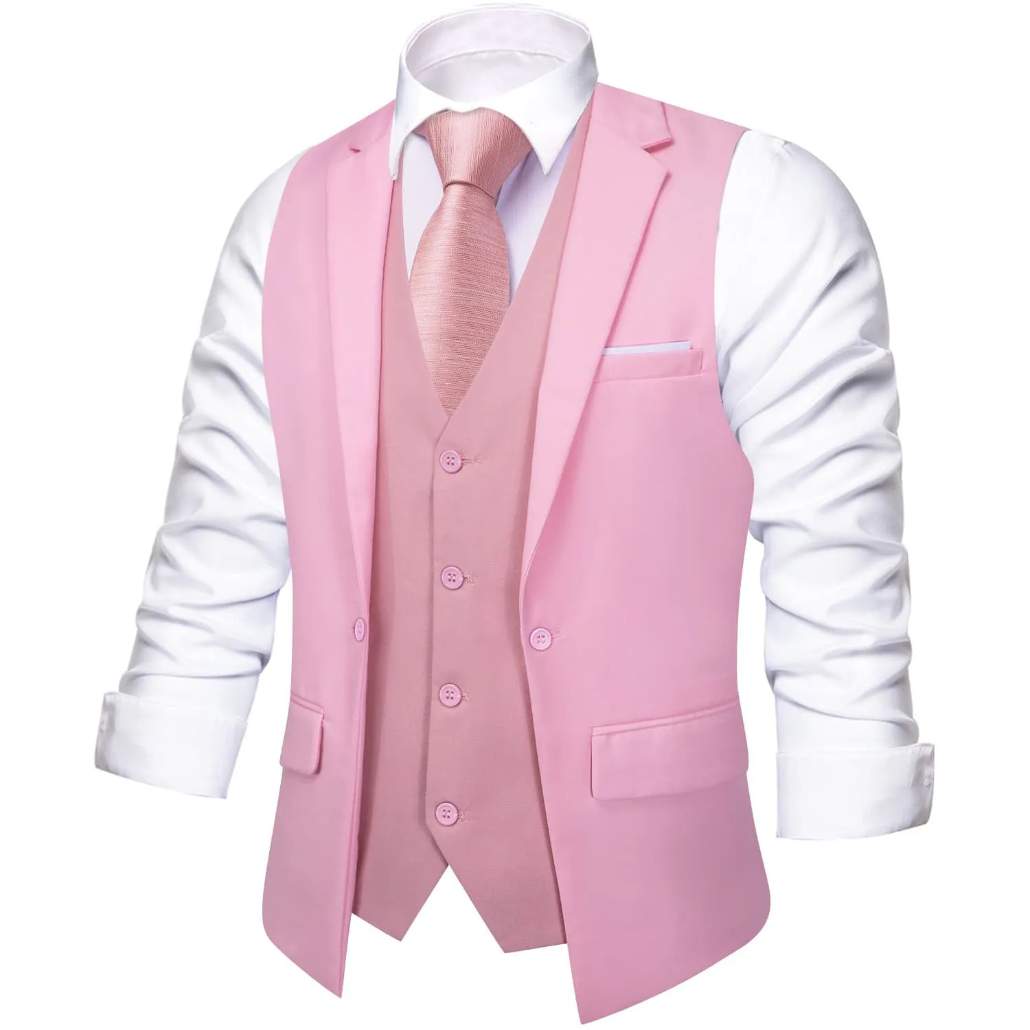 Ties2you Layered Waistcoat Splicing Grey Light Pink Collar Vest for Men Formal