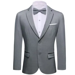 Ties2you Mens Suit Cloud Grey Solid Button Down Notched Collar Dress Suit Top