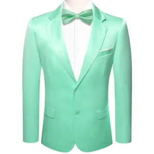 Ties2you Men's Suit Mint Green Satin Notched Collar Suit Jacket Blazer