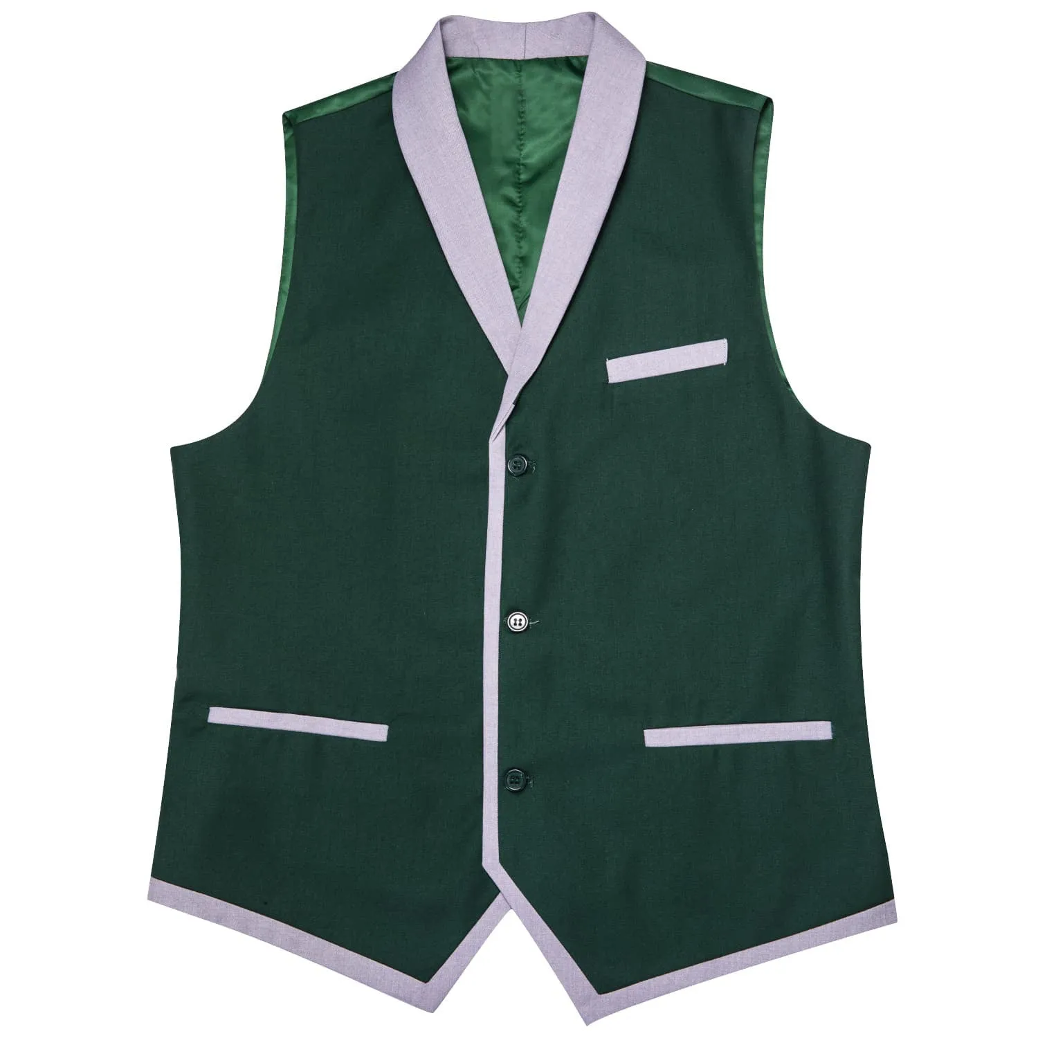 Ties2you Mens Work Vest Sapphire Pine Green Silk Solid Shawl Collar Suit Vest