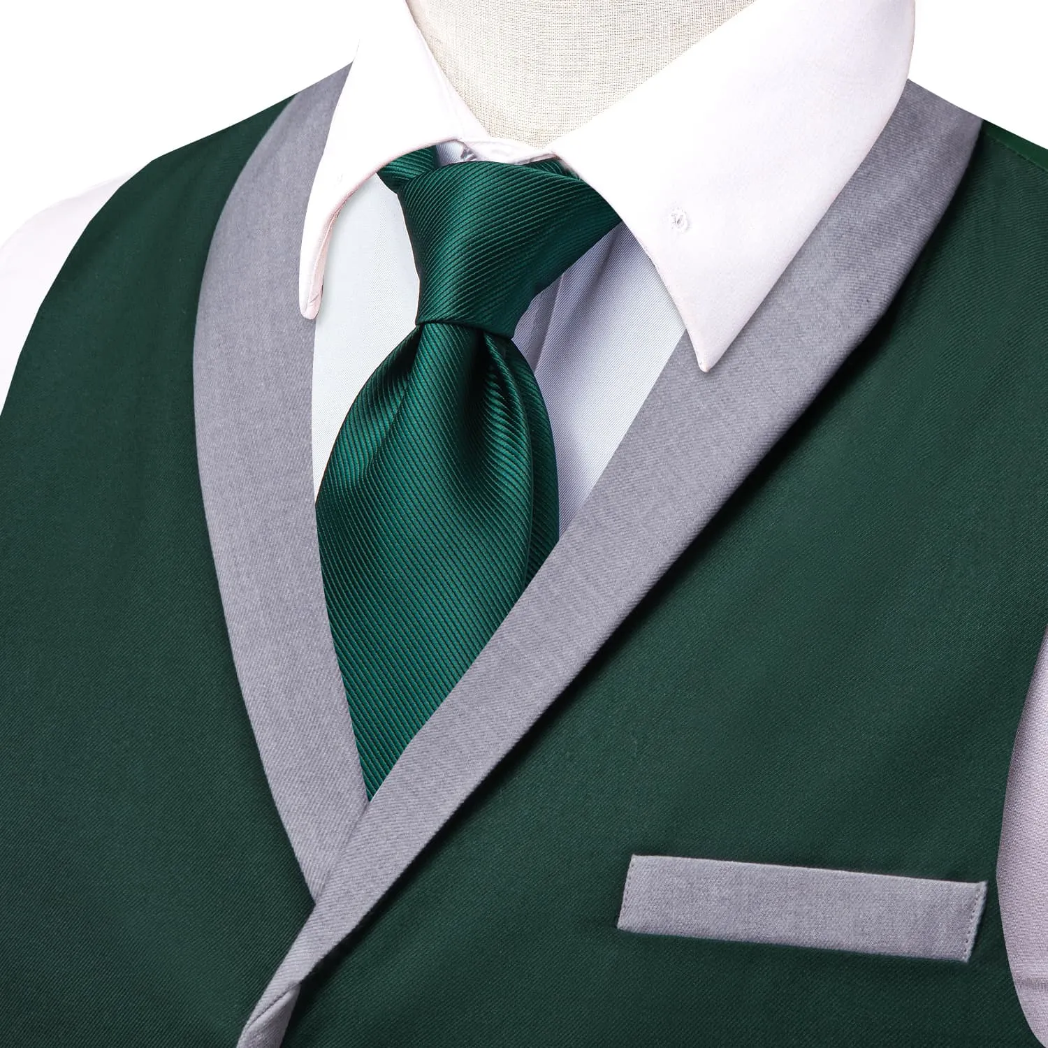 Ties2you Mens Work Vest Sapphire Pine Green Silk Solid Shawl Collar Suit Vest