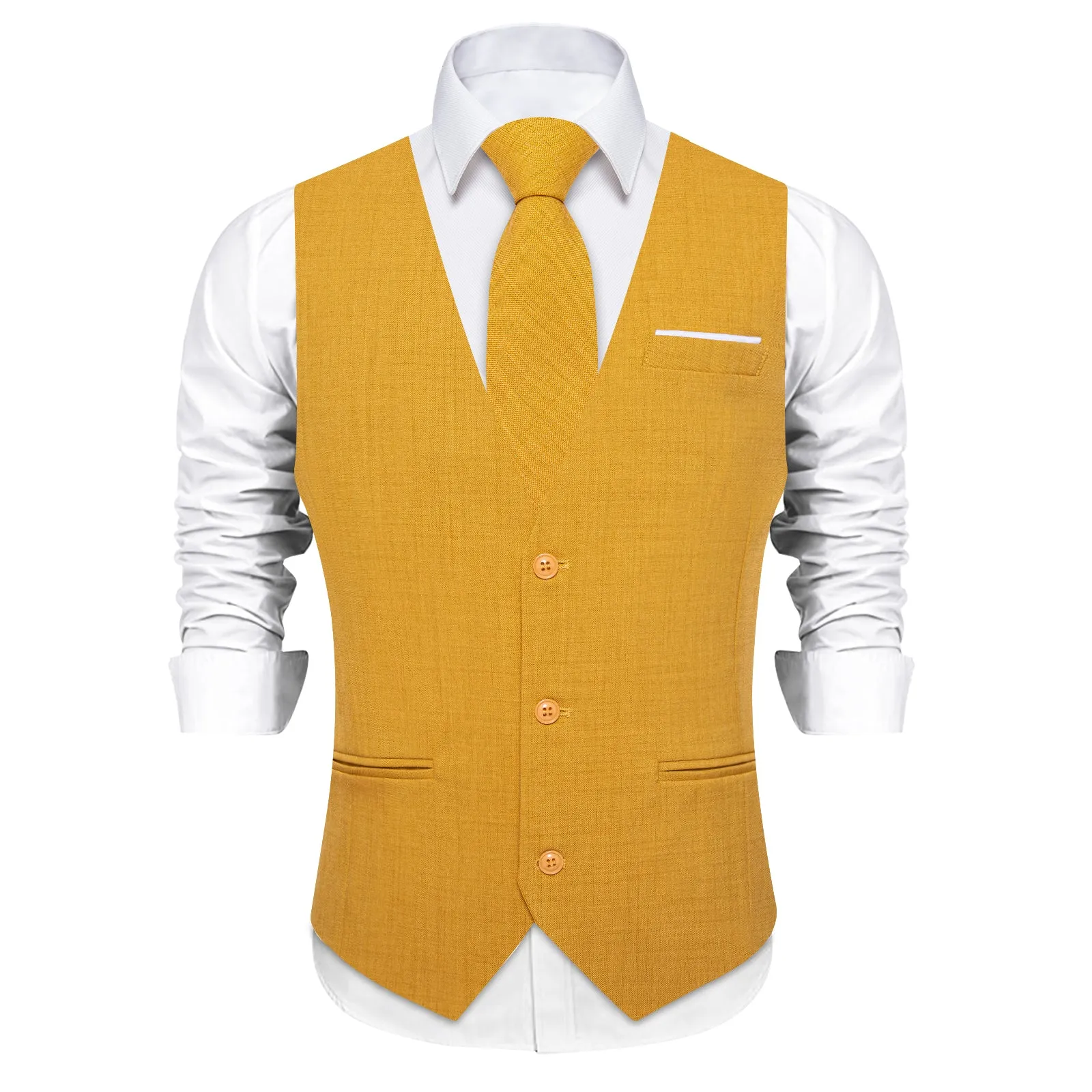 Ties2you  Selected Yellow Solid Jacquard Men's Vest Necktie Bowtie Set