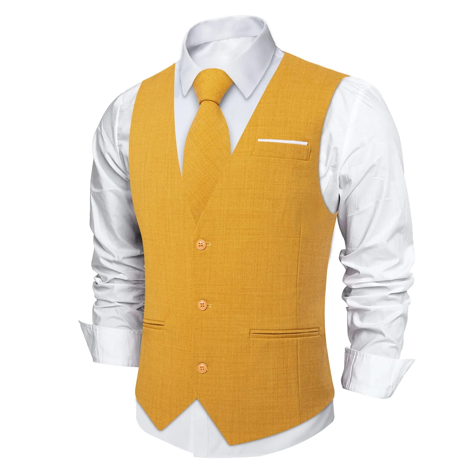 Ties2you  Selected Yellow Solid Jacquard Men's Vest Necktie Bowtie Set