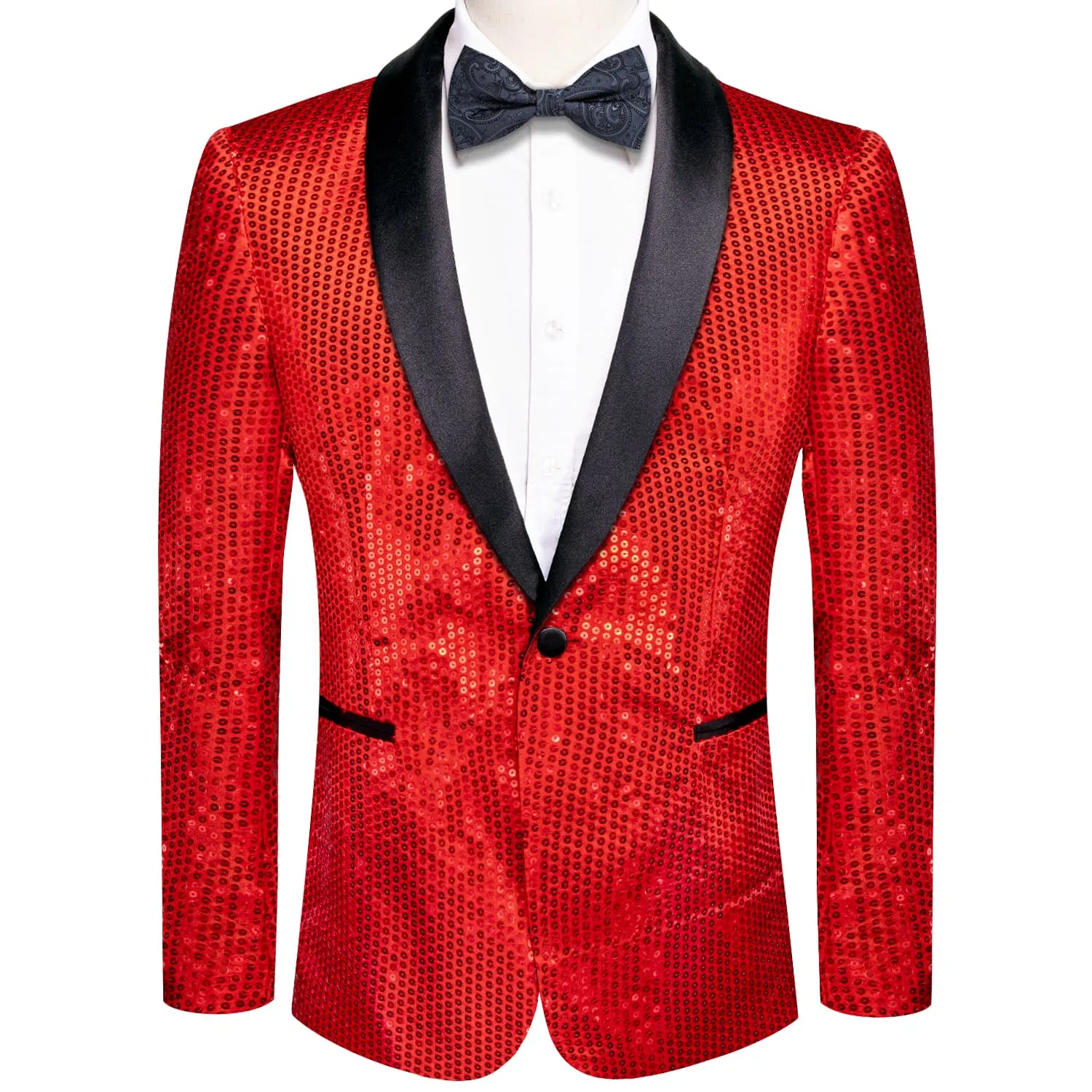 Ties2you Sequin Blazer Pure Red Solid Shawl Collar Glitter Mens Slim Fit Suit