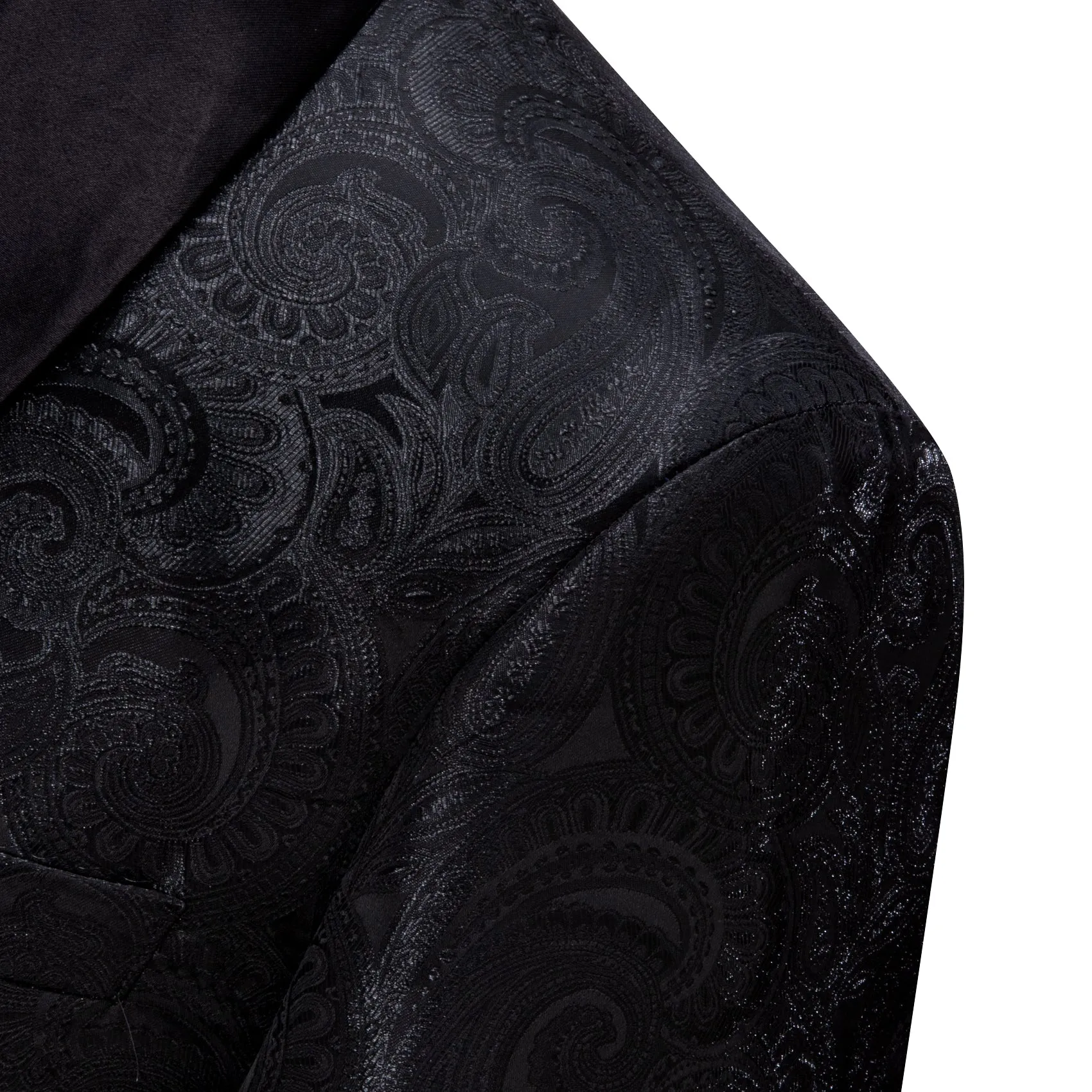 Ties2you Shawl Collar Suit Black Paisley Woven Silk Men's Formal Suit