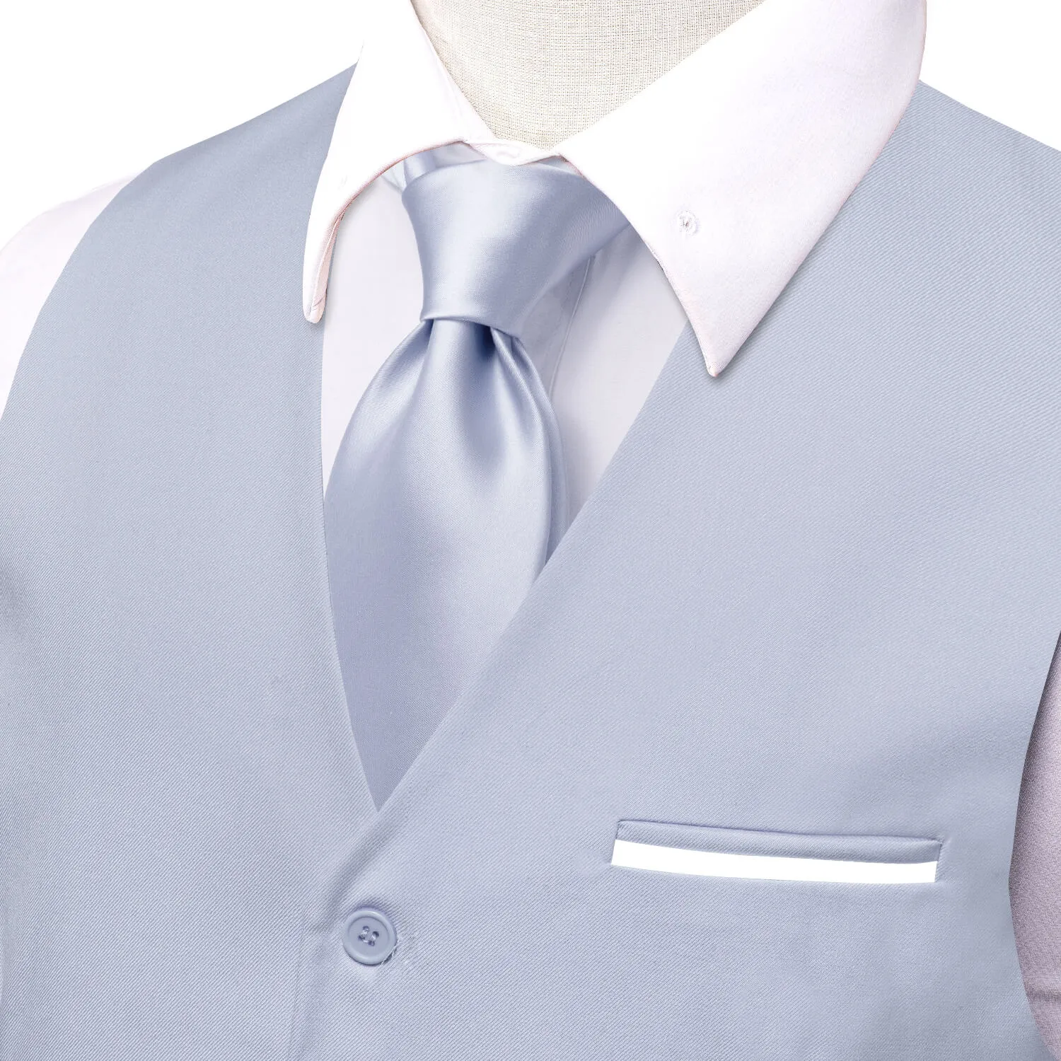 Ties2you Vest for Men Gray Blue Solid Silk Vest Business Waistcoat