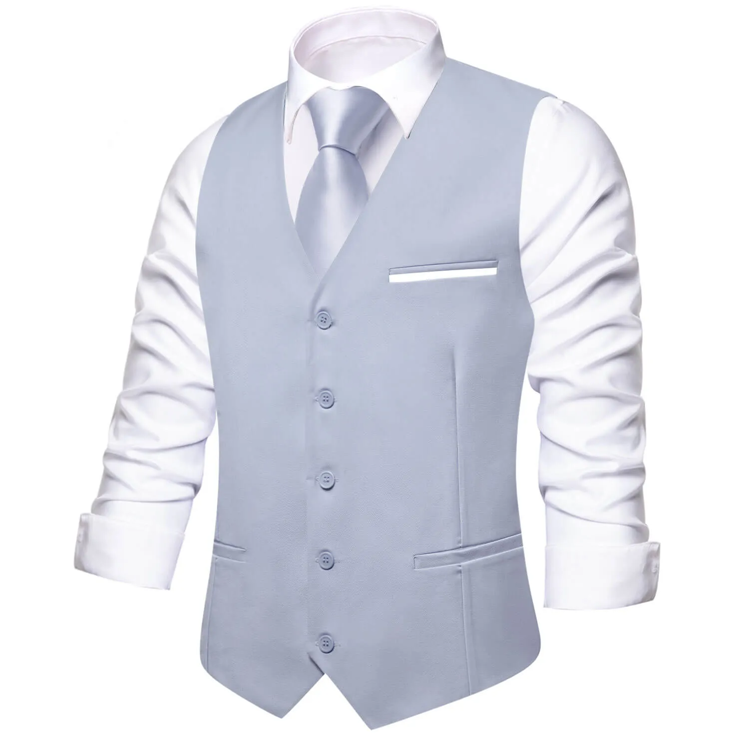 Ties2you Vest for Men Gray Blue Solid Silk Vest Business Waistcoat