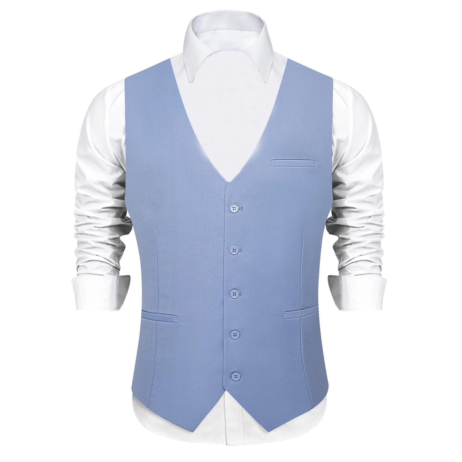 Ties2you Work Vest Wild Blue Yonder Solid Silk Mens  Dress Vest for Business