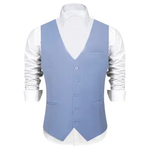 Ties2you Work Vest Wild Blue Yonder Solid Silk Mens  Dress Vest for Business