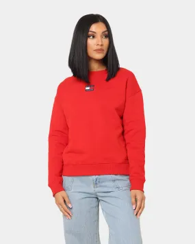 Tommy Jeans Women's Centre Badge Crewneck Deep Crimson