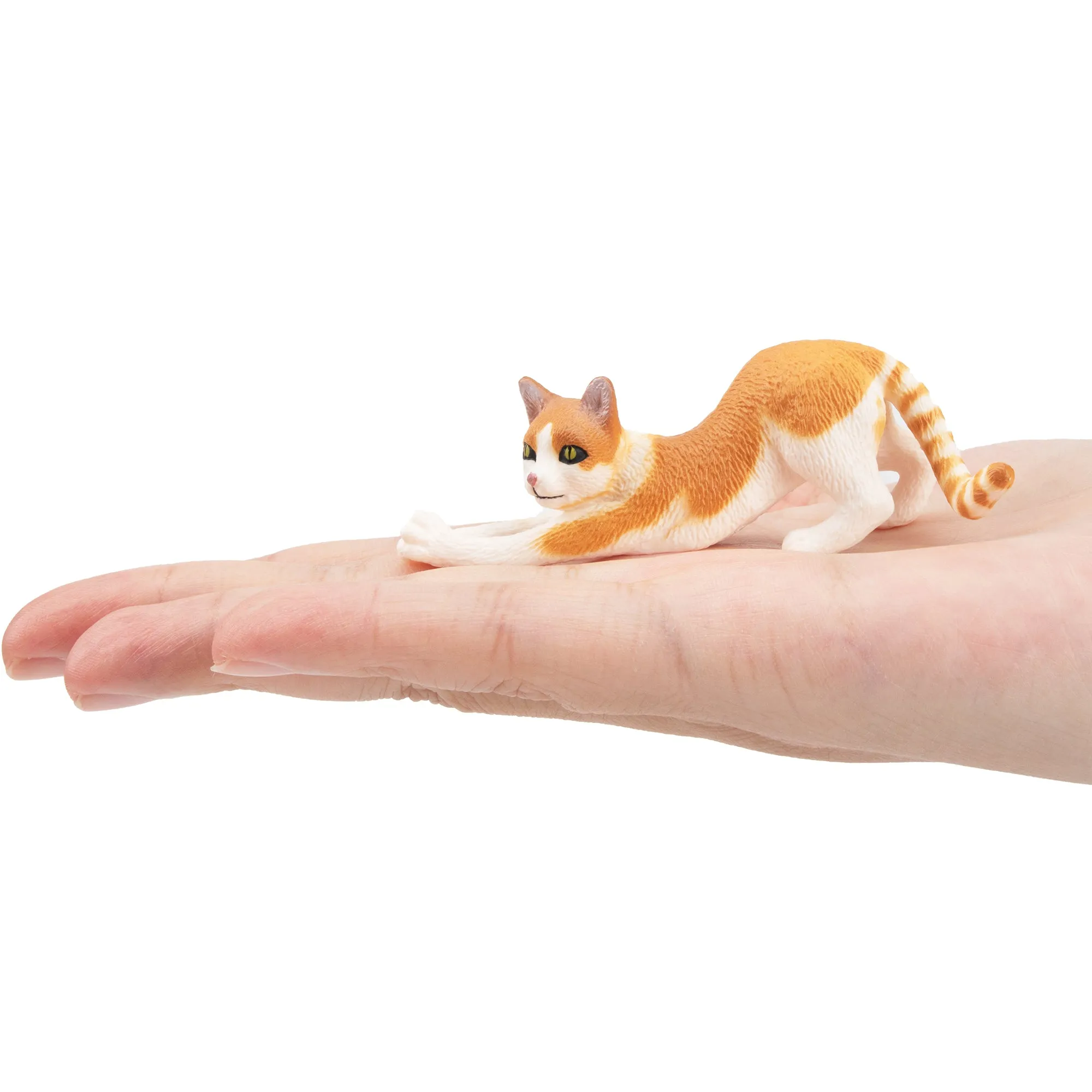 Toymany Mini Stretching Ginger and White Cat Figurine Toy