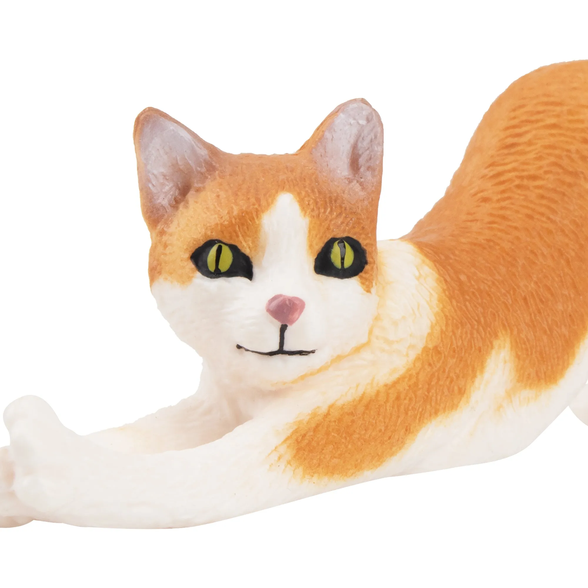 Toymany Mini Stretching Ginger and White Cat Figurine Toy